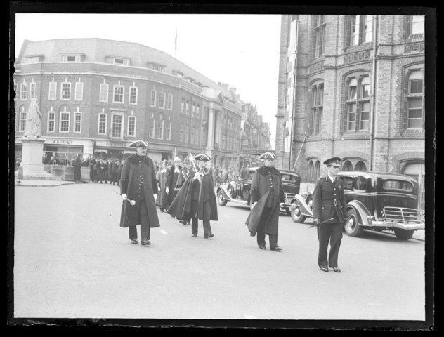 VE Day Parade outside the Town Hall
