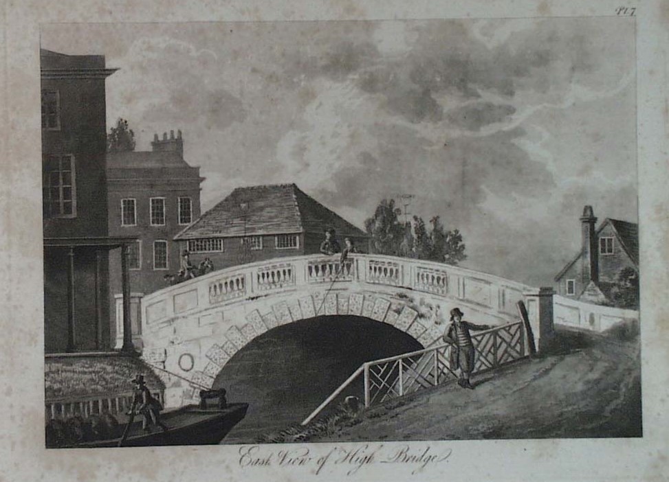 East View of High Bridge, Reading, Berkshire in 1816