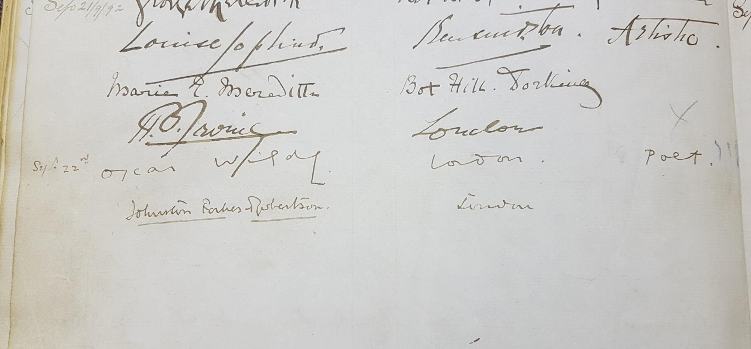 Huntley and Palmers Visitor Book Oscar Wilde (Reading Museum)