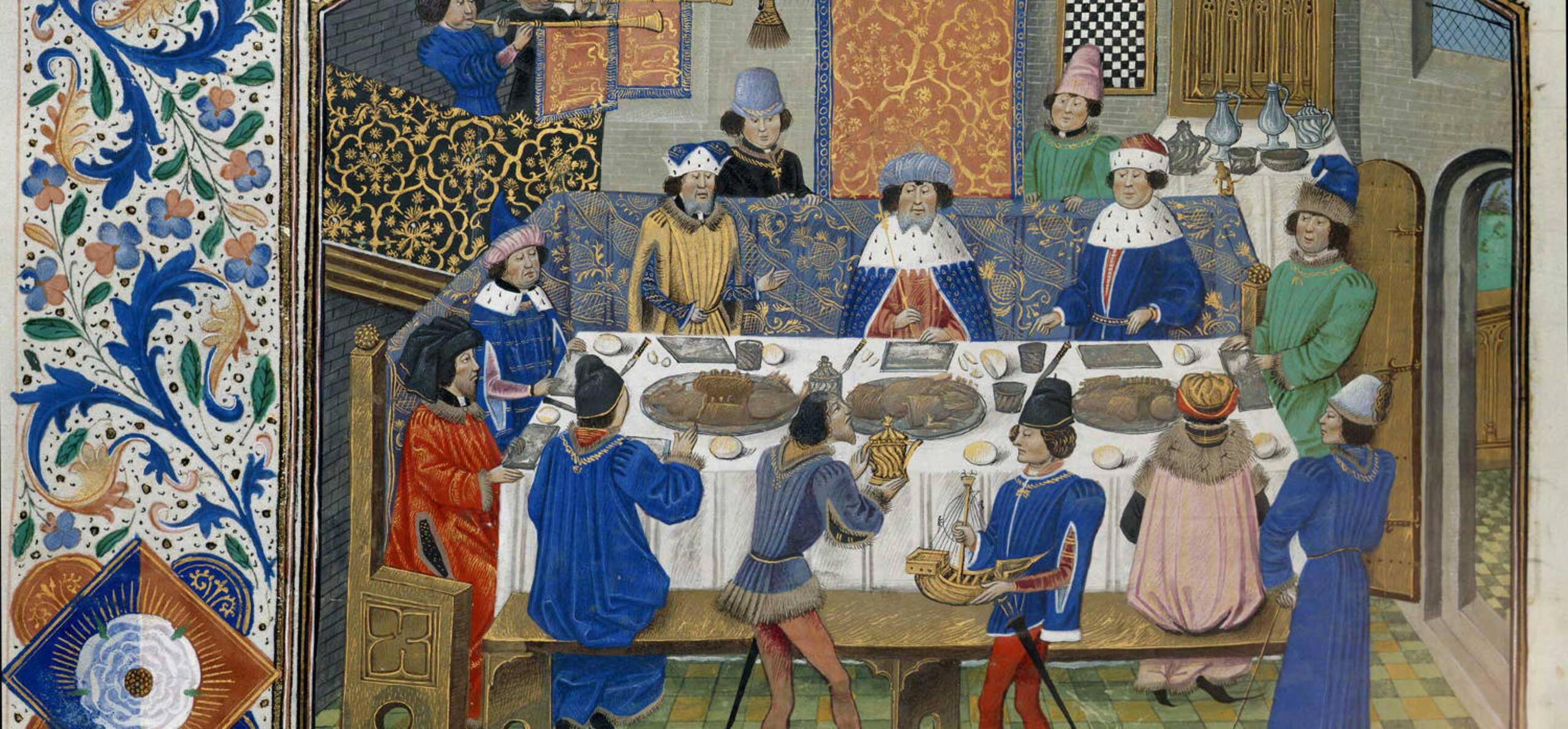 a medieval feast (Image copyright BL (Ms Royal 14 E IV)