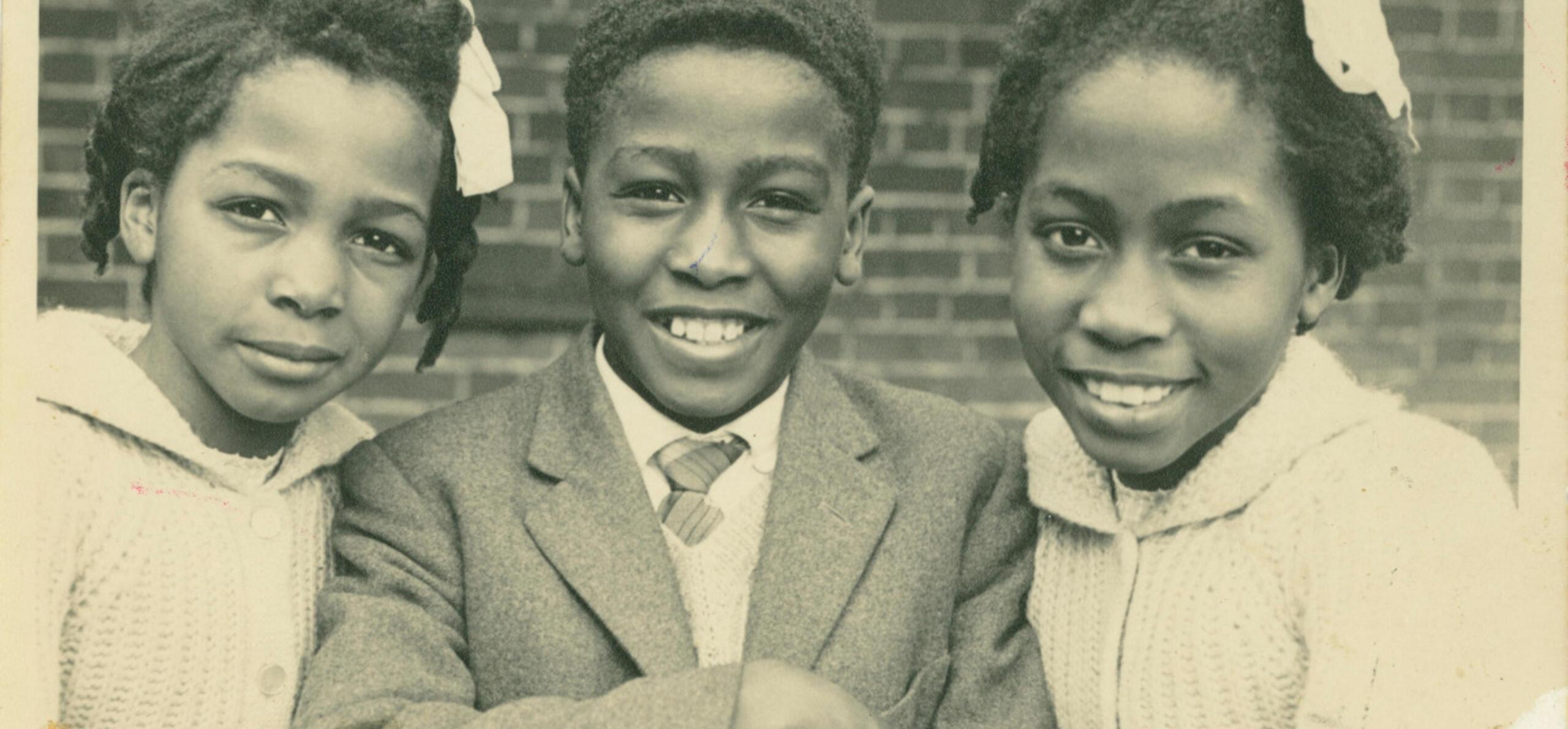 Children of the Windrush Generation: Marcia, Trevor and Heather Small were born in Barbados and reunited with their parents at the family home on Hart Street, Reading, 1964