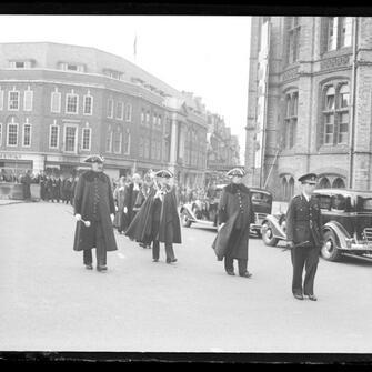 VE Day Parade outside the Town Hall