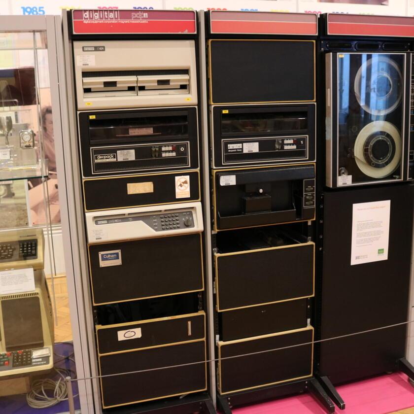 PDP-11 Blacknest on display. Kindly lent by The National Museum of Computing 