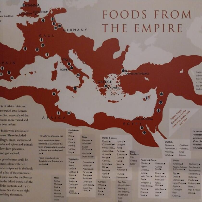 Foods from the Empire panel, above the smells interactive, in the Homes and People section.