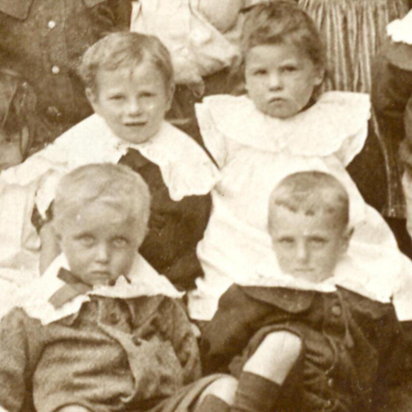 black and white photo of  Victorian children