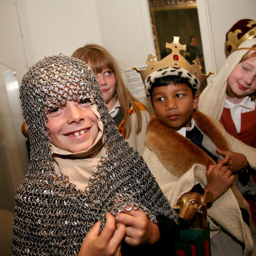 children dressed in historical garments