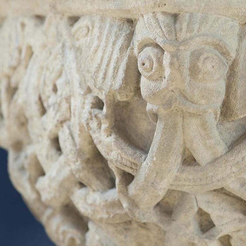 a close up of a cloister of Reading Abbey