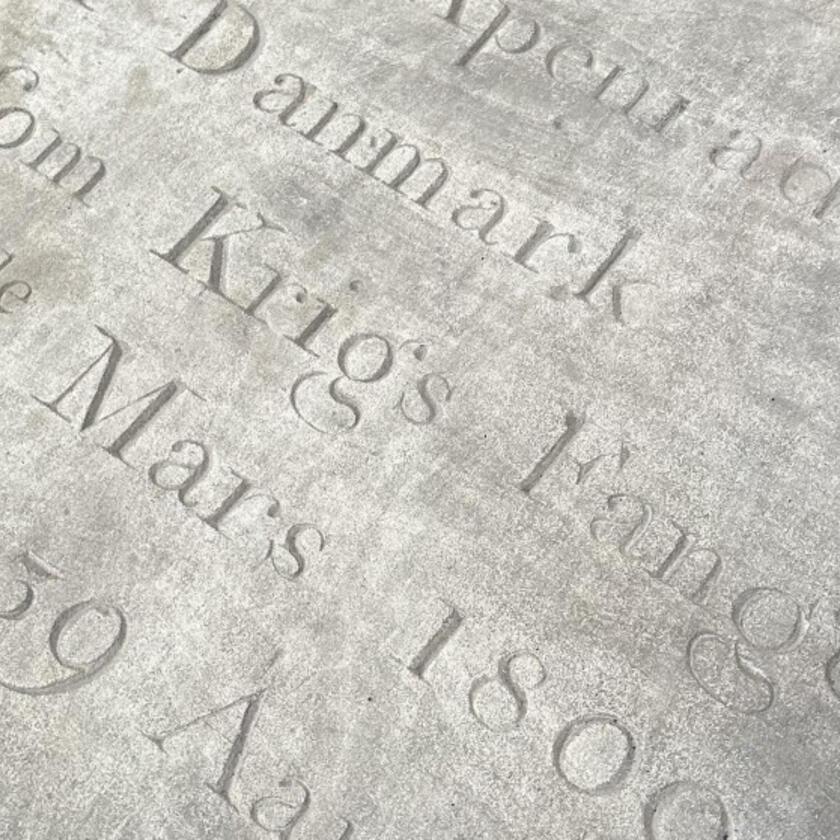 The gravestone of Marcus Brandt, Danish sea captain and prisoner of war who died in 1809 and is buried in St Laurence's churchyard