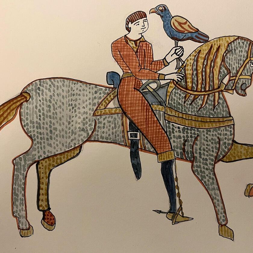 Illustration from book: man on a horse 