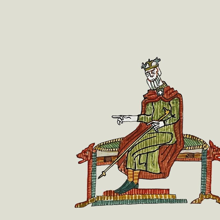 Illustration from book: king on a throne